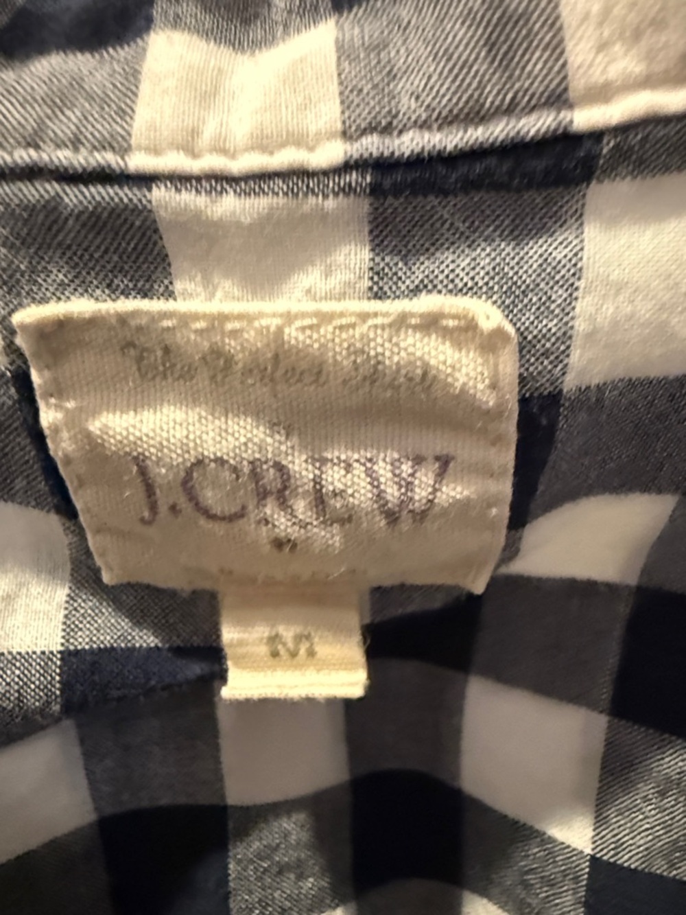 💯 Cotton Medium J. Crew Navy and White Check Button-Down Shirt - Picture 2 of 4